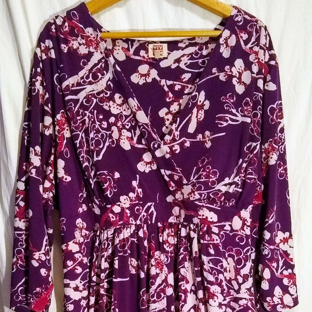 VIV TAM Plum Floral Dress